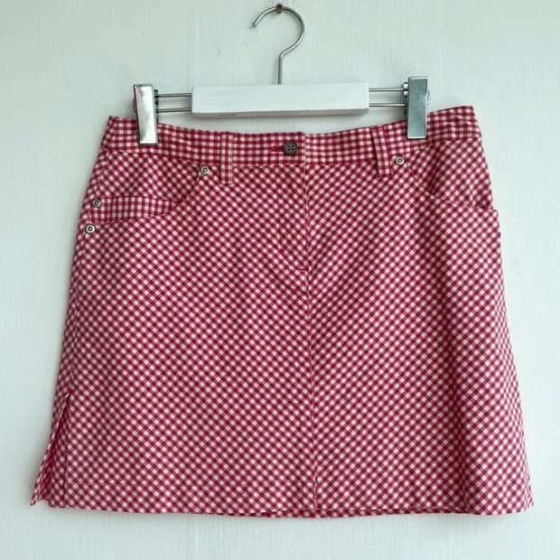 FIDRA 핑크 깅엄체크 미니스커트