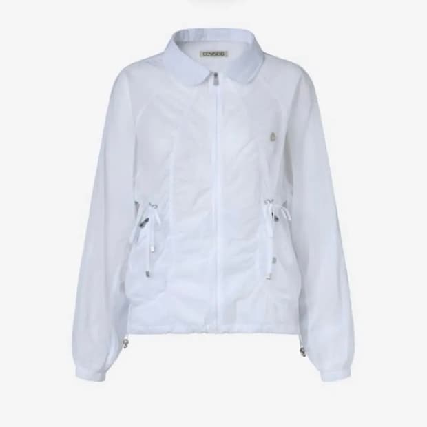코이세이오 라운드 칼라 리본 자켓 바람막이 윈드브레이커 화이트