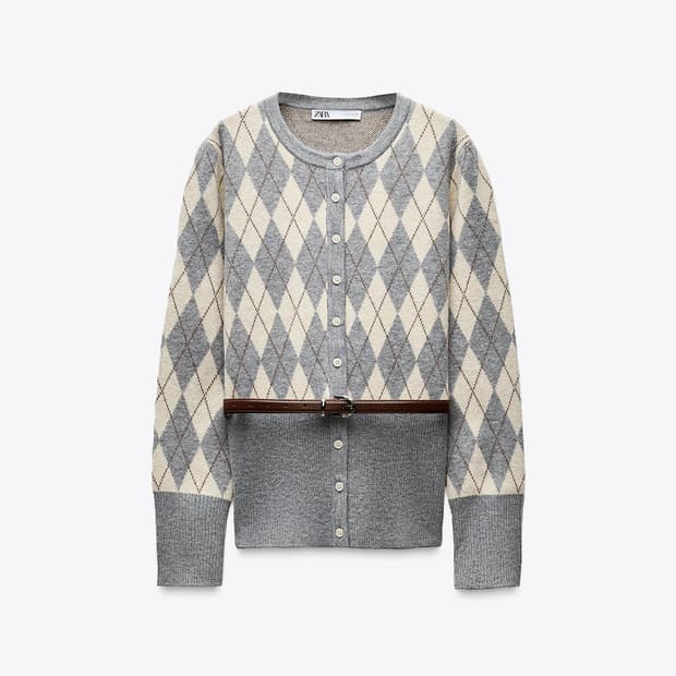 자라 아가일 니트 가디건