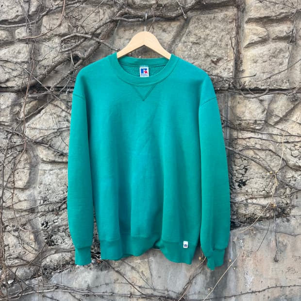 90s 러셀 애슬레틱 빈티지 플레인 무지 배기 스웻 셔츠 맨투맨