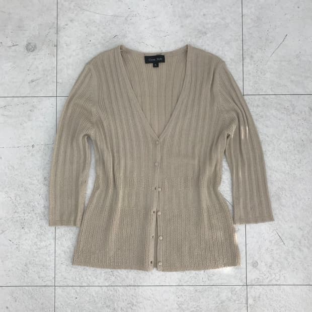 베이지 5부 슬림 가디건