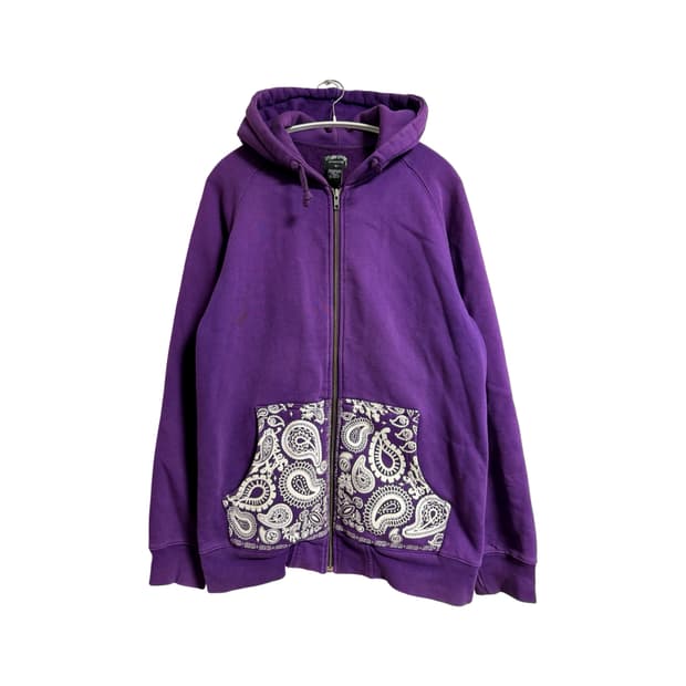 스투시 페이즐리 퍼플 후드 집업