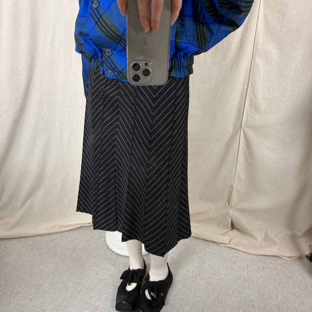 (JPN) Reflect 스트라이프 미디 스커트