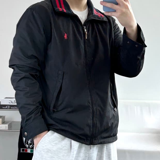 폴로 랄프로렌 히든후드 블루종 자켓 L 
