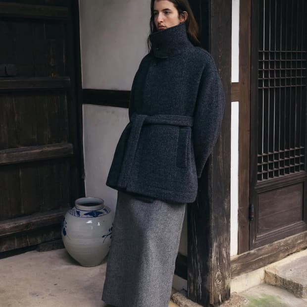 rrace 레이스 Funnel-neck Half Coat 차콜