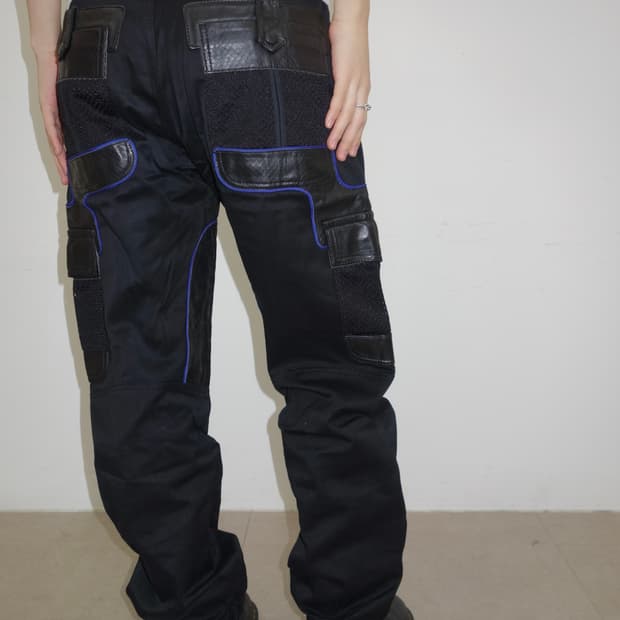 이세이미야케 카고 레더 바이크 팬츠