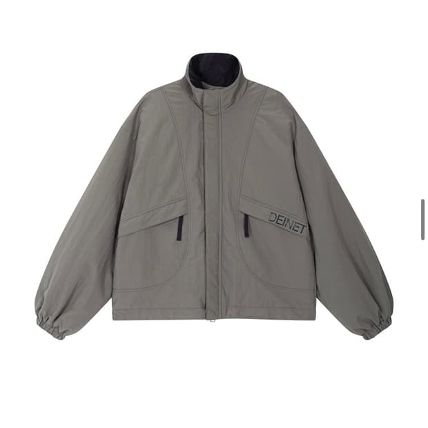 다이닛 하이 칼라 봄버 점퍼 인 카키