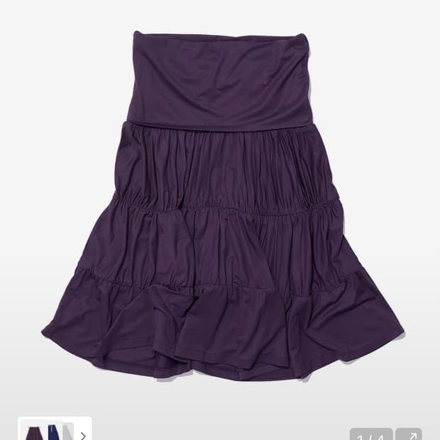 파르티멘토 우먼 저지 셔링 티어드 미디 스커트 미드나잇 플럼