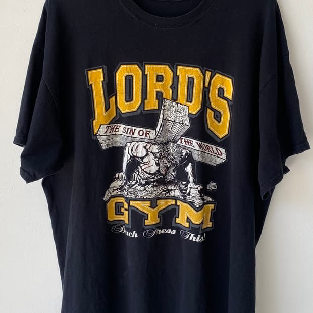 빈티지 90s jesus lords gym 지저스 로드짐 티셔츠 2xl