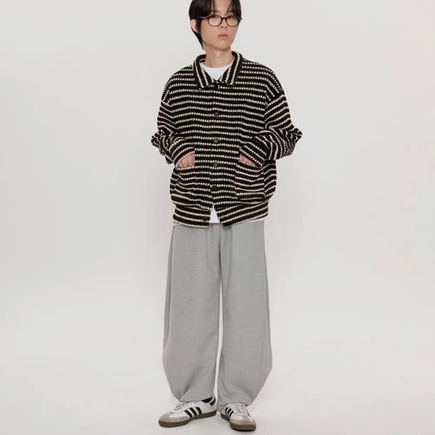 NOISE 노이즈 스냅단추 와이드 그레이 팬츠