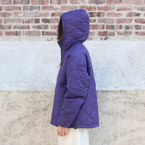 (새상품) 블랍아웃피터 리버시블 프리마로프트 후드 퍼플/터콰이즈