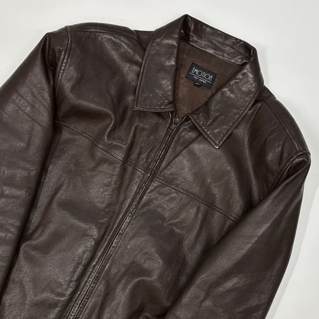 빈티지 딥브라운 워싱 레더 자켓 (램스킨)실측m