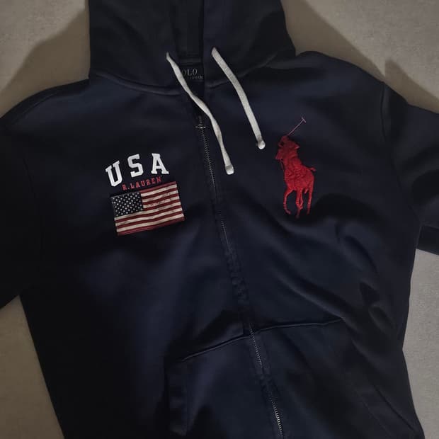 폴로 빅포니 성조기 후드집업 네이비 sp[s] 사이즈