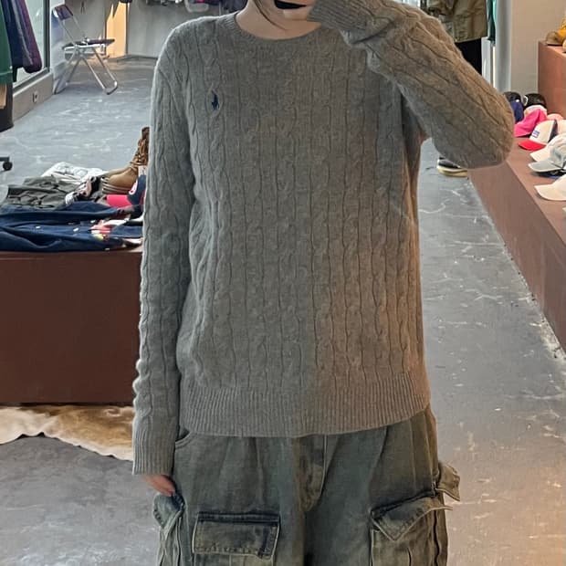 폴로랄프로렌 포니로고 니트 코튼 스웨터 그레이 헤더 H2086