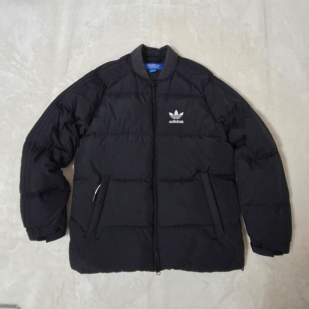 (100)아디다스 오리지널 삼선 다운 패딩 점퍼 블랙