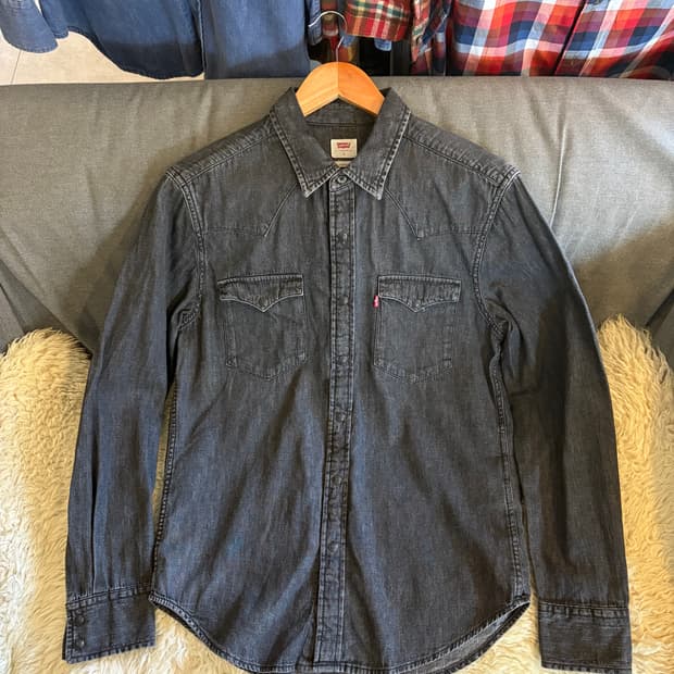 리바이스 흑청 데님 웨스턴 셔츠