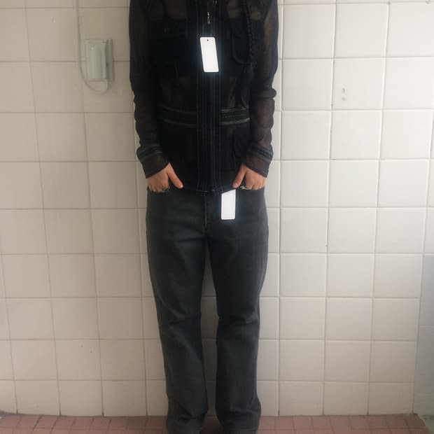 Stitch pocket point see through jacket