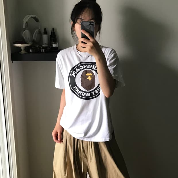베이프 비지웍스 프린팅 화이트 반팔티