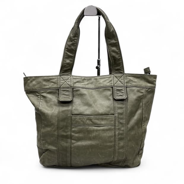 요지 야마모토 와이즈 송아지 가죽 토트백 카키