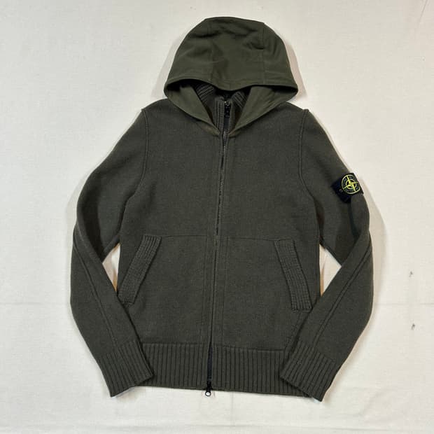 S) 스톤아일랜드 2way 지퍼 울 스웨터 올리브