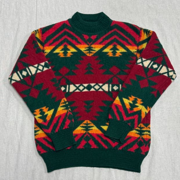 베네통 90s 빈티지 에스닉 나바호 패턴 니트 M