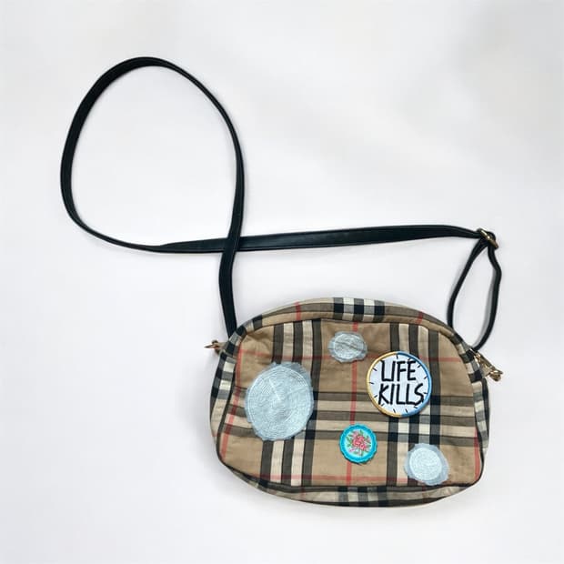 핸드메이드 와펜 체크 패턴 크로스백