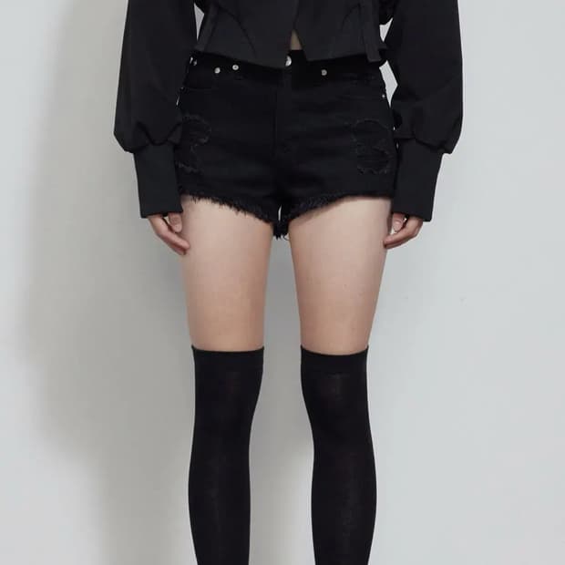 보헤미안서울 25FALL 데미지 블랙 쇼츠 M