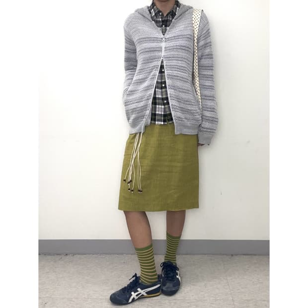 빈티지 네온 미디 스커트