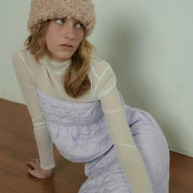 오버듀플레어 자카드 퀼티드 뷔스티에 라벤더