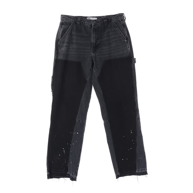 ZARA 페인팅 배색 유니크 데님 팬츠 32