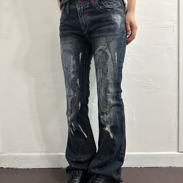 casva denim detail pants 