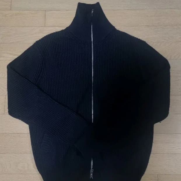 M 인템포무드 니트집업 네이비
