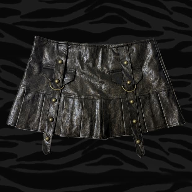 2000s 로우라이즈 스터드 플리츠 스커트 오네갸루