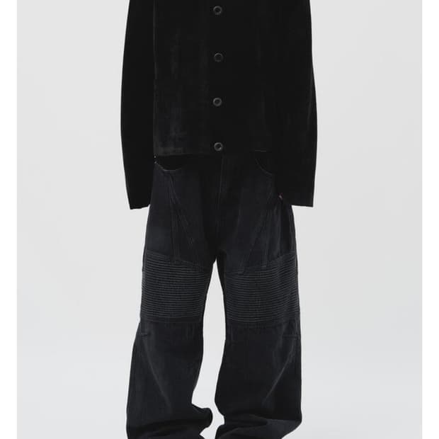 HIFIFNK 모노 바이커 워싱 데님 팬츠 블랙 s