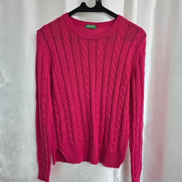 베네통 핑크 꽈배기 니트 (1532)