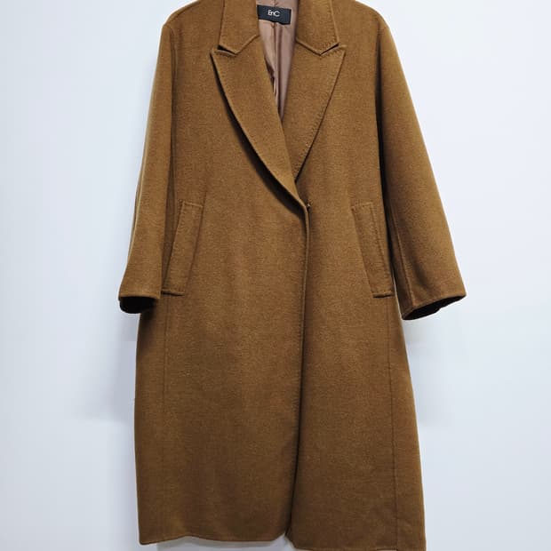 EnC 브라운 롱 코트 모캐시미어 혼방