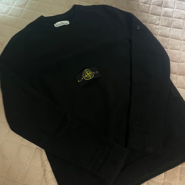 스톤아일랜드 램스울 골지 니트 블랙M