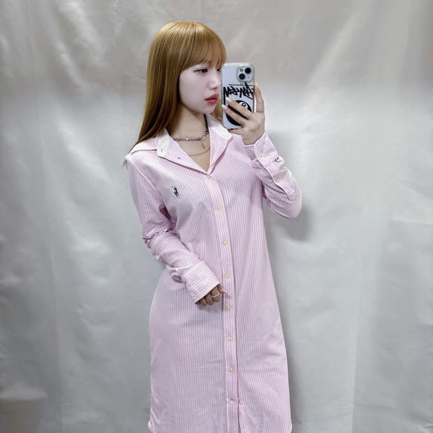폴로 랄프로렌 핑크 스트라이프 셔츠 