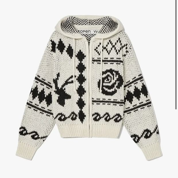 오픈 와이와이 ROSE & DEER JACQUARD KNIT JACKET