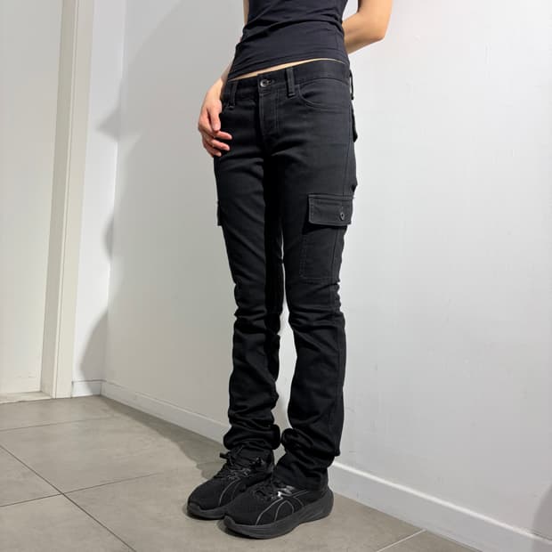  shellac 흑청 데님 카고 팬츠