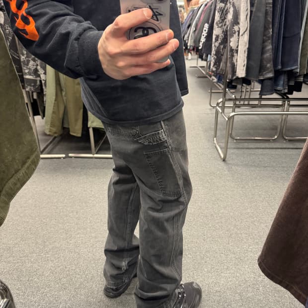 32)칼하트 빈티지 블래 싱글니 워크팬츠