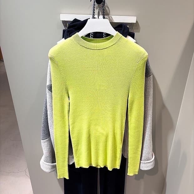 (정품/새상품) 엔폴드 여성 라임 코튼 실크 혼방 립 니트