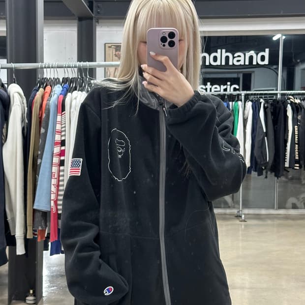 베이프 챔피온 콜라보 후디 플리스 집업