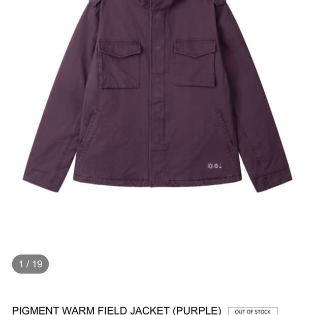 earthjigu 어스지구 피그먼트 웜 필드 자켓 퍼플 새상품