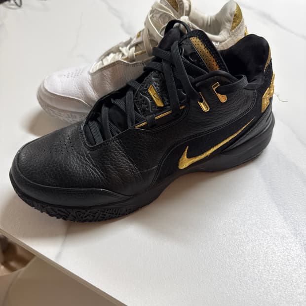 블랙/화이트 르브론 줌솔져 농구화입니다.