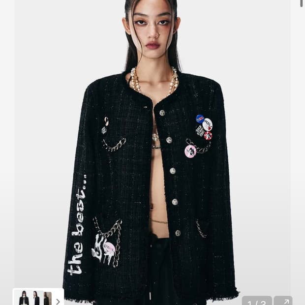 와이이이엘 PAINTED TWEED JACKET black