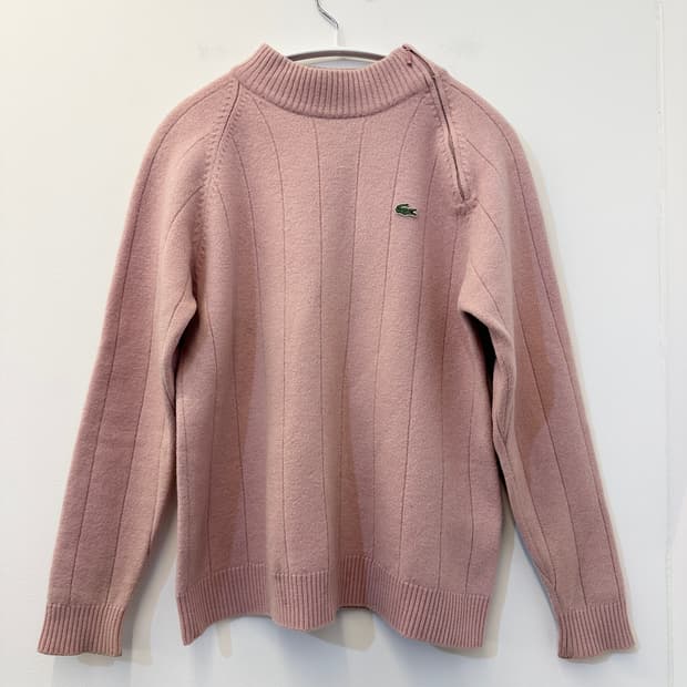 105) 라코스테 핑크 니트 티셔츠 어깨 지퍼