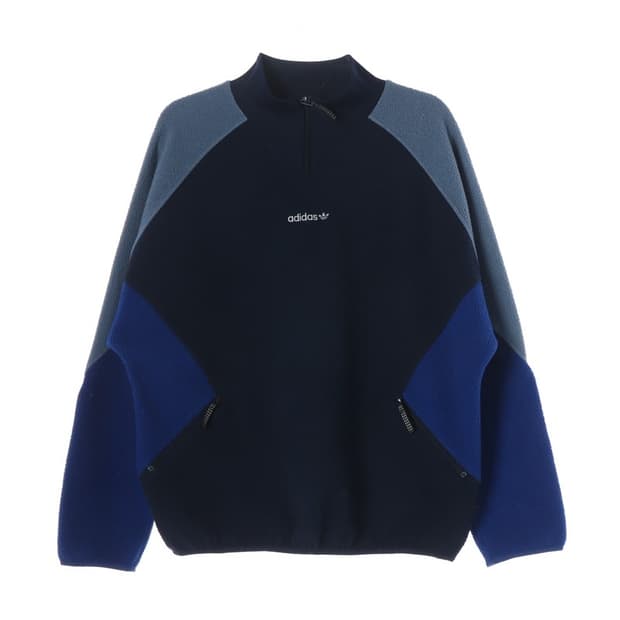아디다스 네이비 배색 하프집업 플리스 L