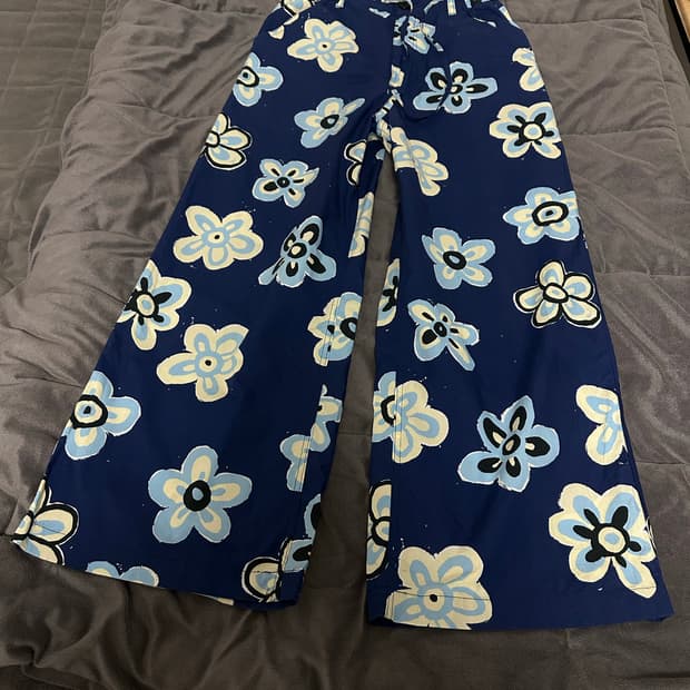 [S] 유니클로 마르니 릴렉스드 와이드 핏 팬츠 플라워 블루