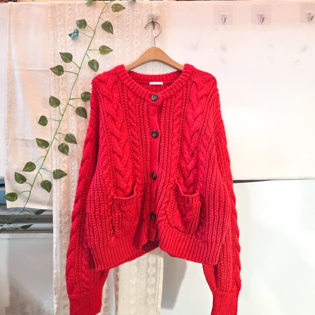 레드 포켓 아방핏 가디건